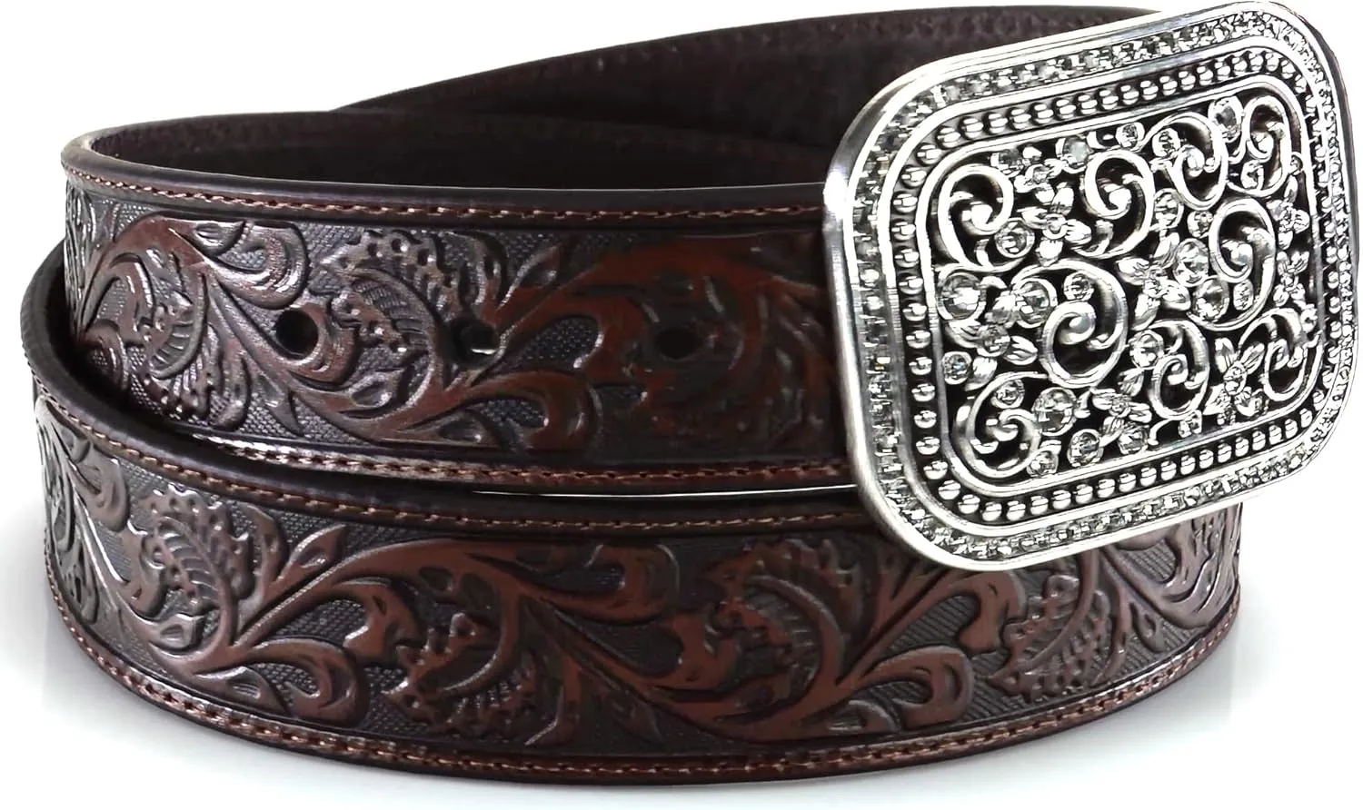 ARIAT Women's Rhinestones Embossed Leather Belt