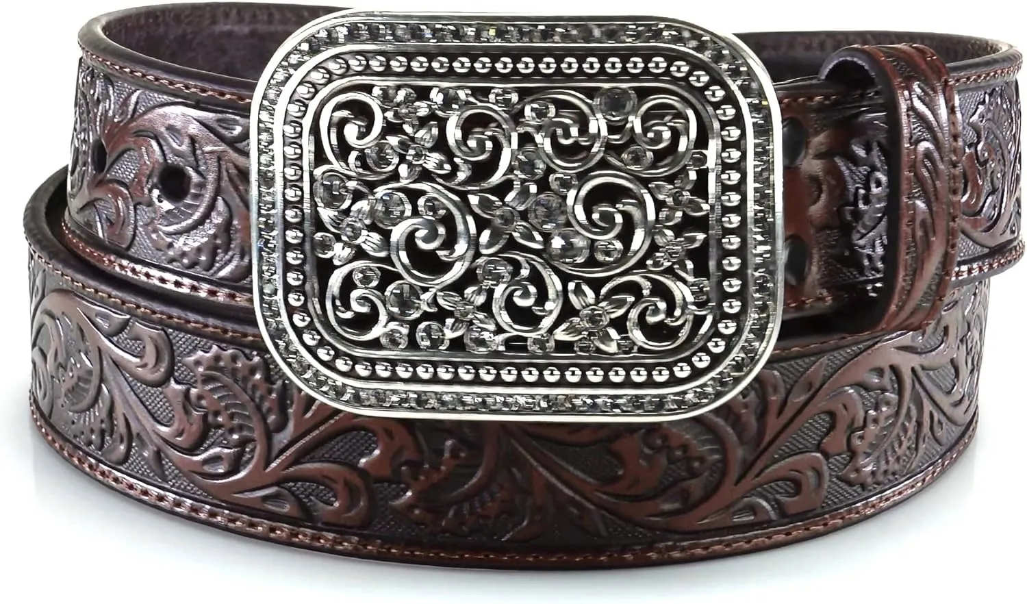 ARIAT Women's Rhinestones Embossed Leather Belt