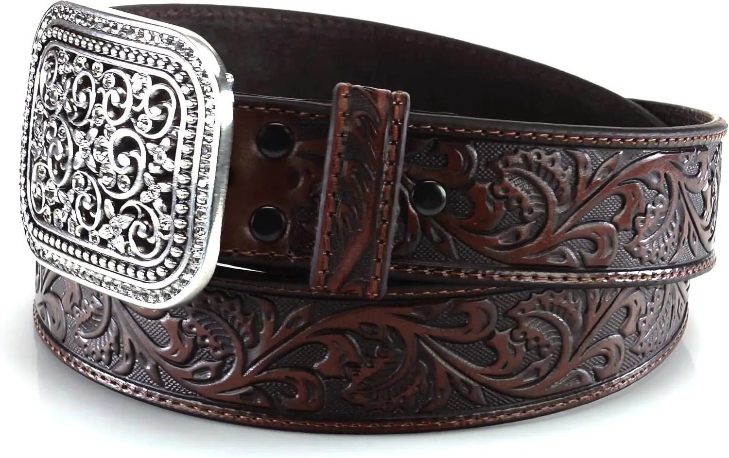 ARIAT Women's Rhinestones Embossed Leather Belt