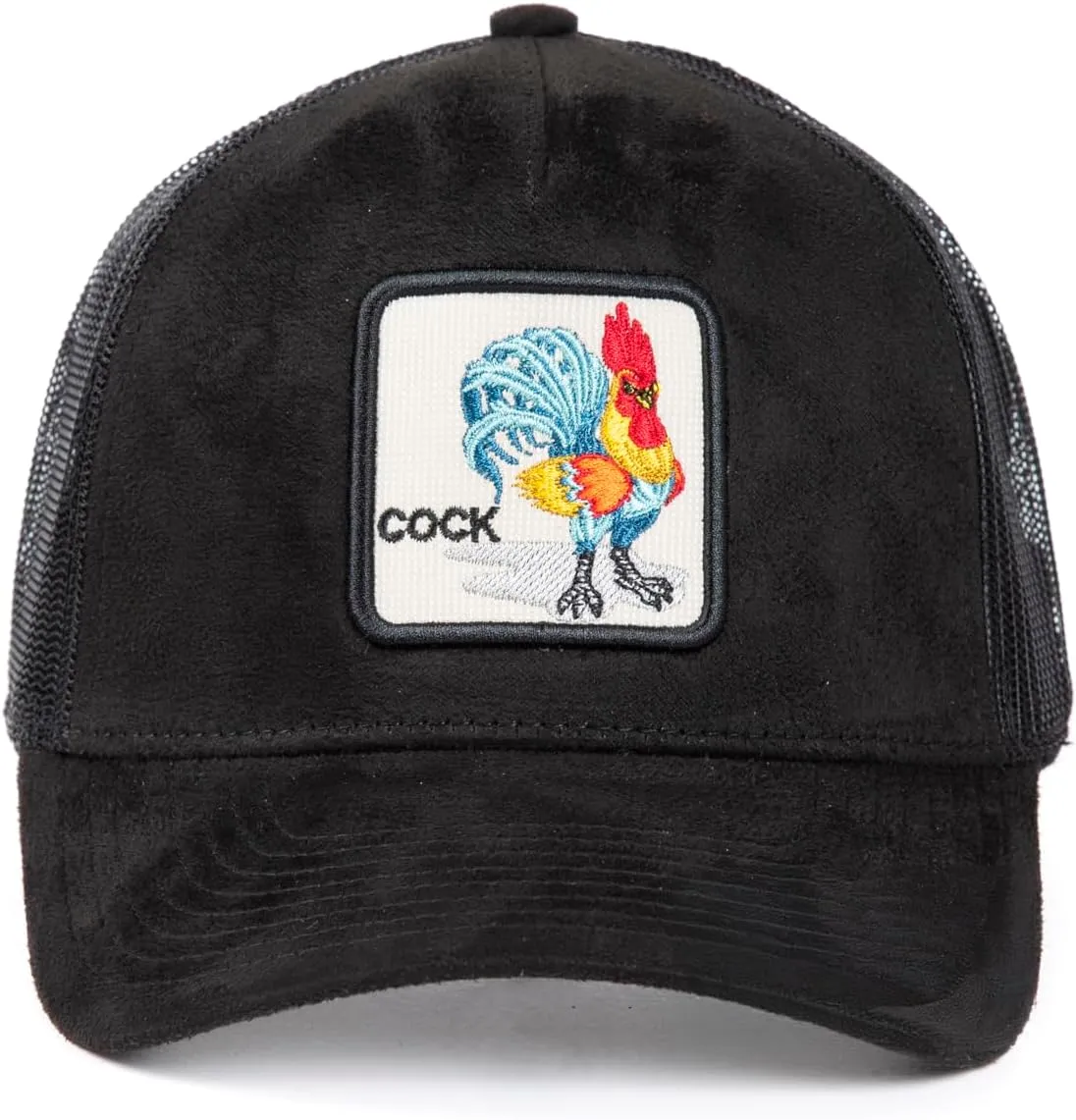 Ashen Fane Faux Suede Polyester Blend Animal Patch 5 Panel Classic Adjustable Mesh Back Trucker Hat