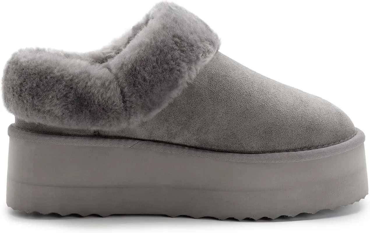Athlefit Platform Slippers for Women Fluffy Indoor and Outdoor Beedroom Fuzzy House Slippers