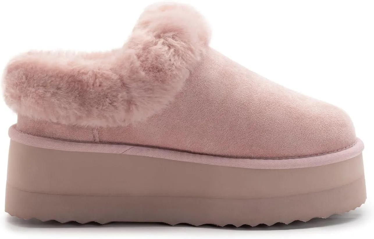 Athlefit Platform Slippers for Women Fluffy Indoor and Outdoor Beedroom Fuzzy House Slippers