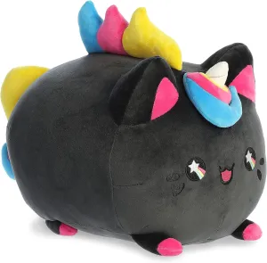 Aurora® Enchanting Tasty Peach® Ink Drop Unicorn Meowchi Stuffed Animal - Bright & Colorful Design - Showpiece Plush - Black 16 Inches