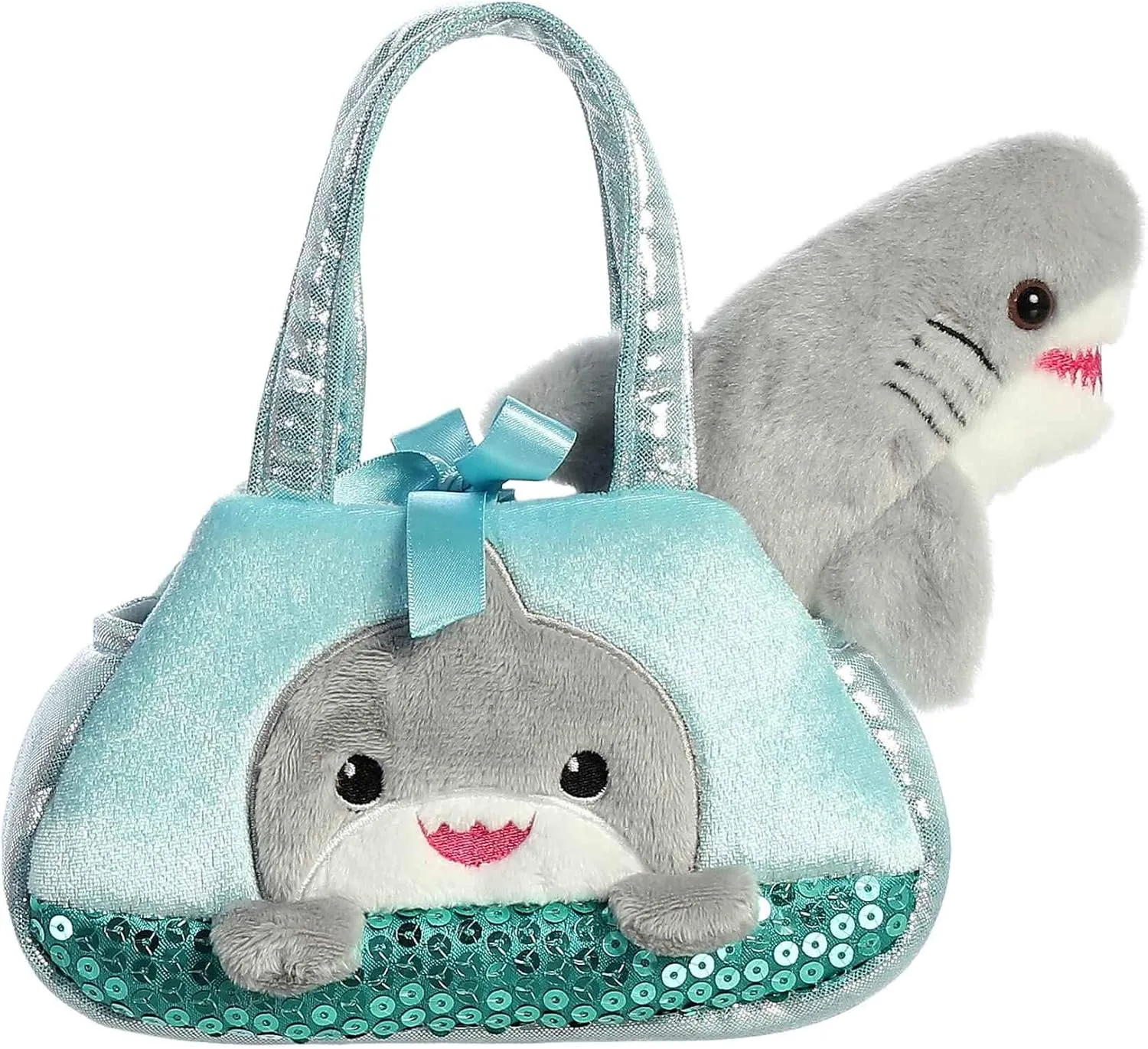 Aurora® Fashionable Fancy Pals™ Peek-A-Boo Shark Stuffed Animal - On-The-go Companions - Stylish Accessories - Blue 7 Inches