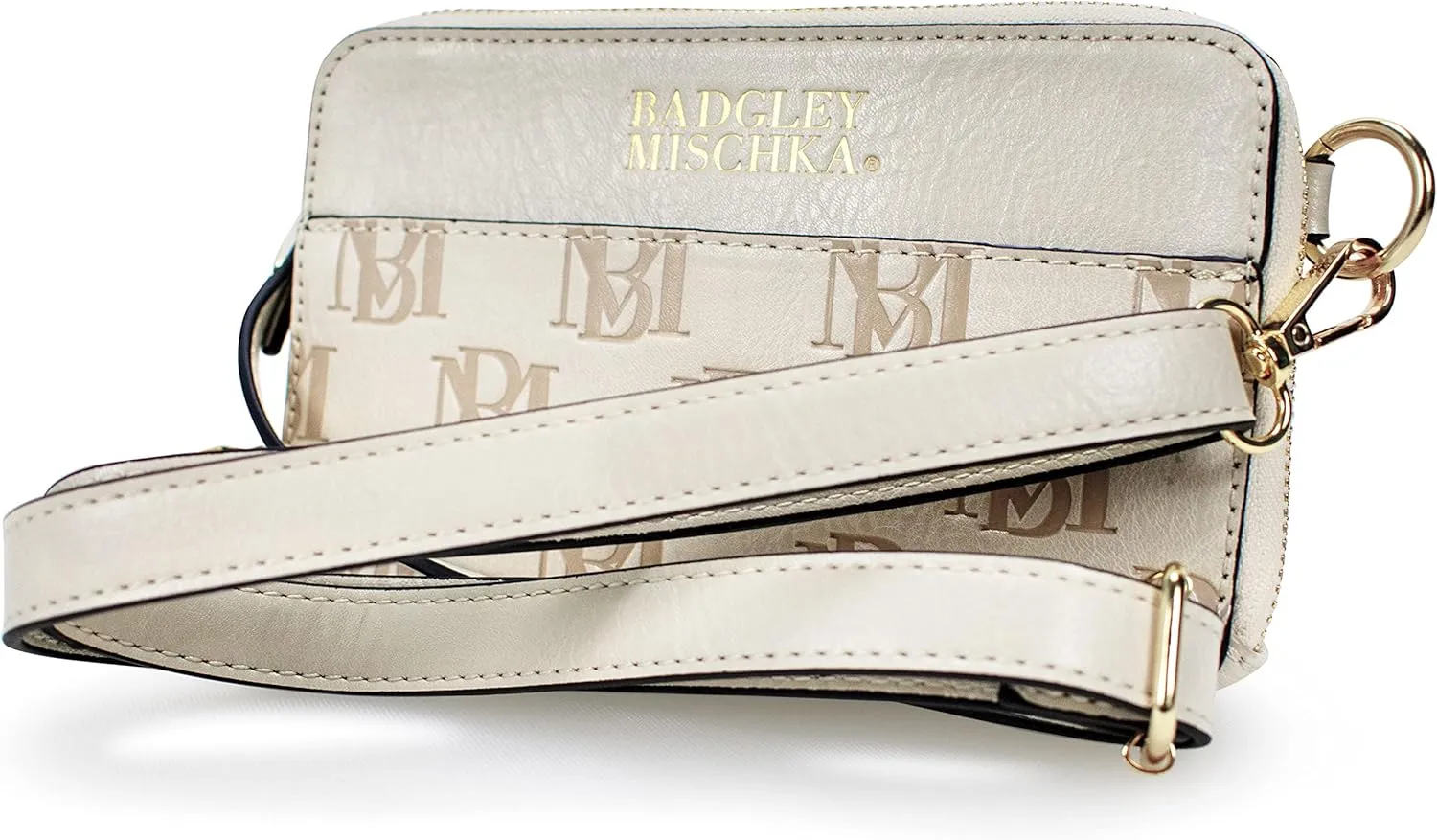 Badgley Mischka Madalyn Vegan Leather Pouch Belt Bag (Champagne)
