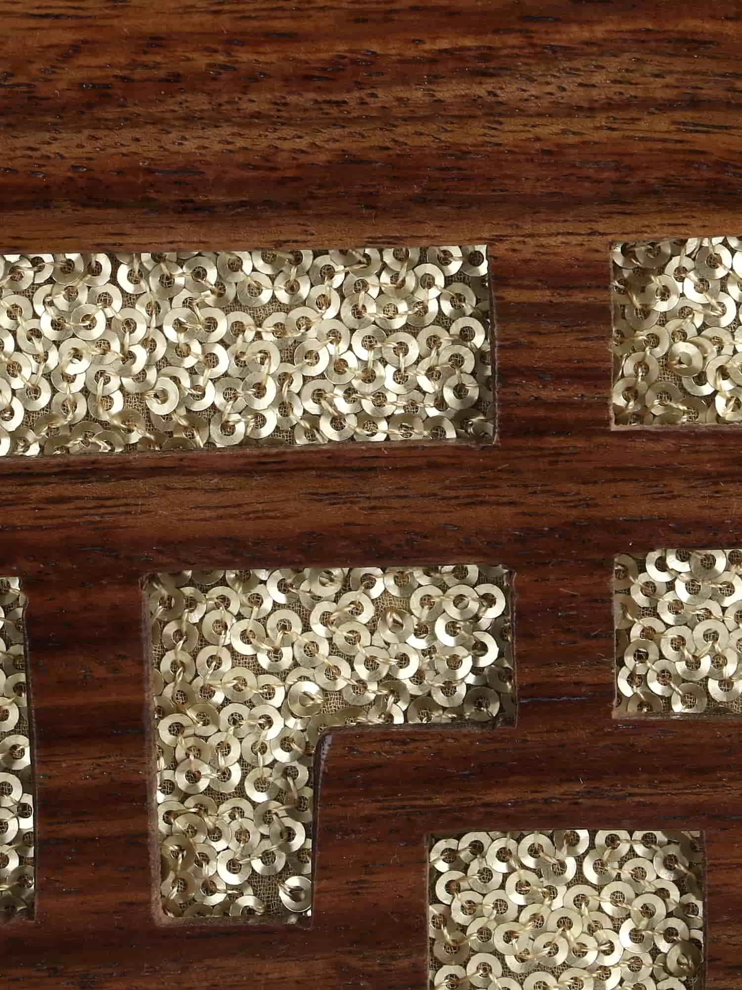 Balk Wooden Geometric Wooden Sequined Clutch