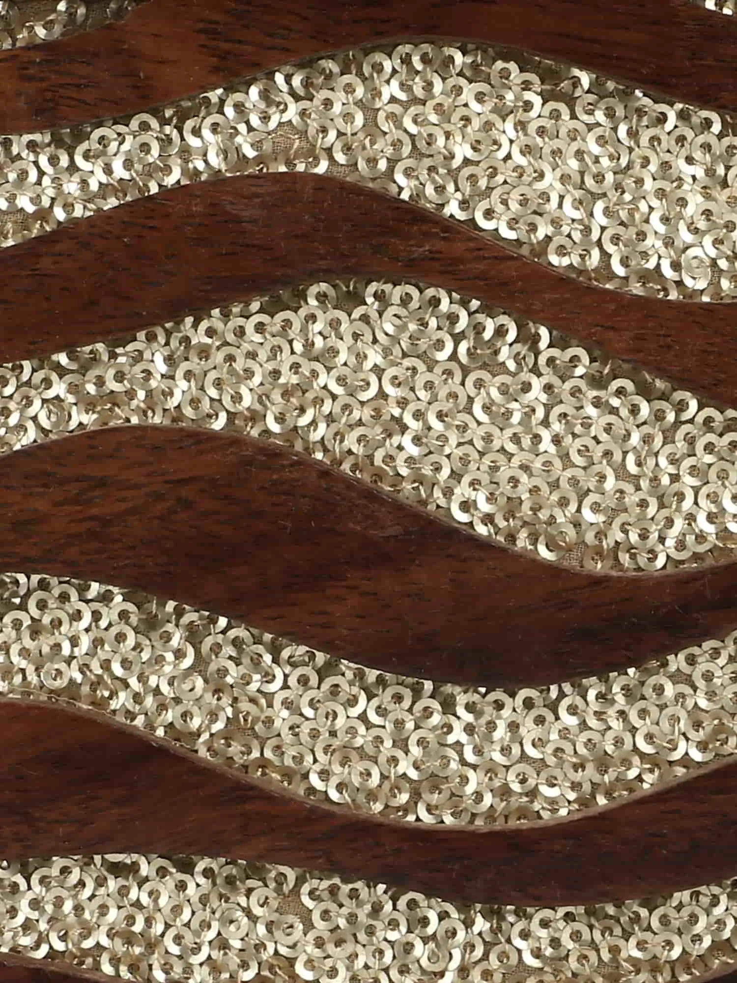 Balk Wooden Wave Moire Wooden Sequined Clutch