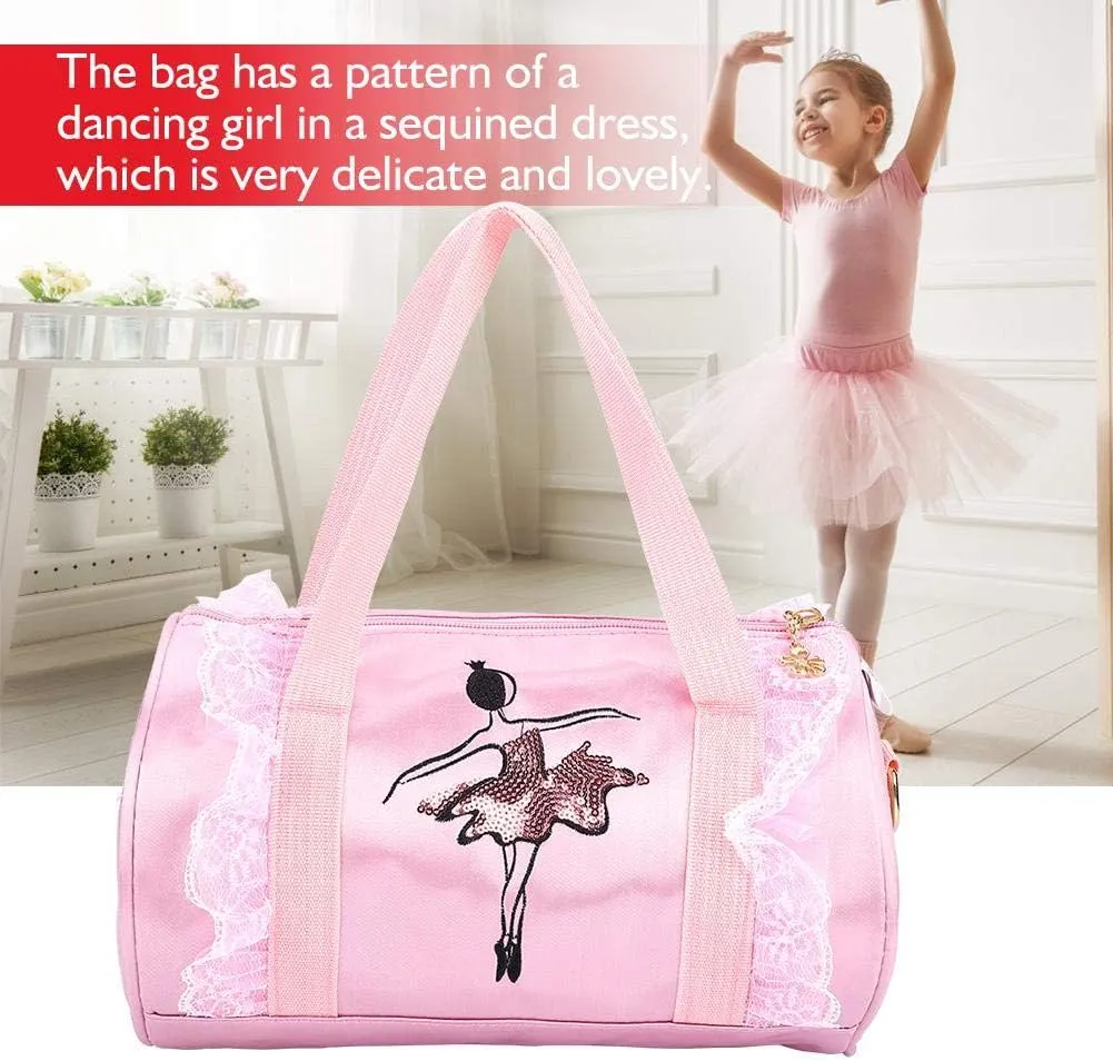 Ballet Bag Ballet Princess Dance Bag Ballet Latin Dance Bag Handbag Shoulder Cross-Body Bag with Lace for Dancer Girls
