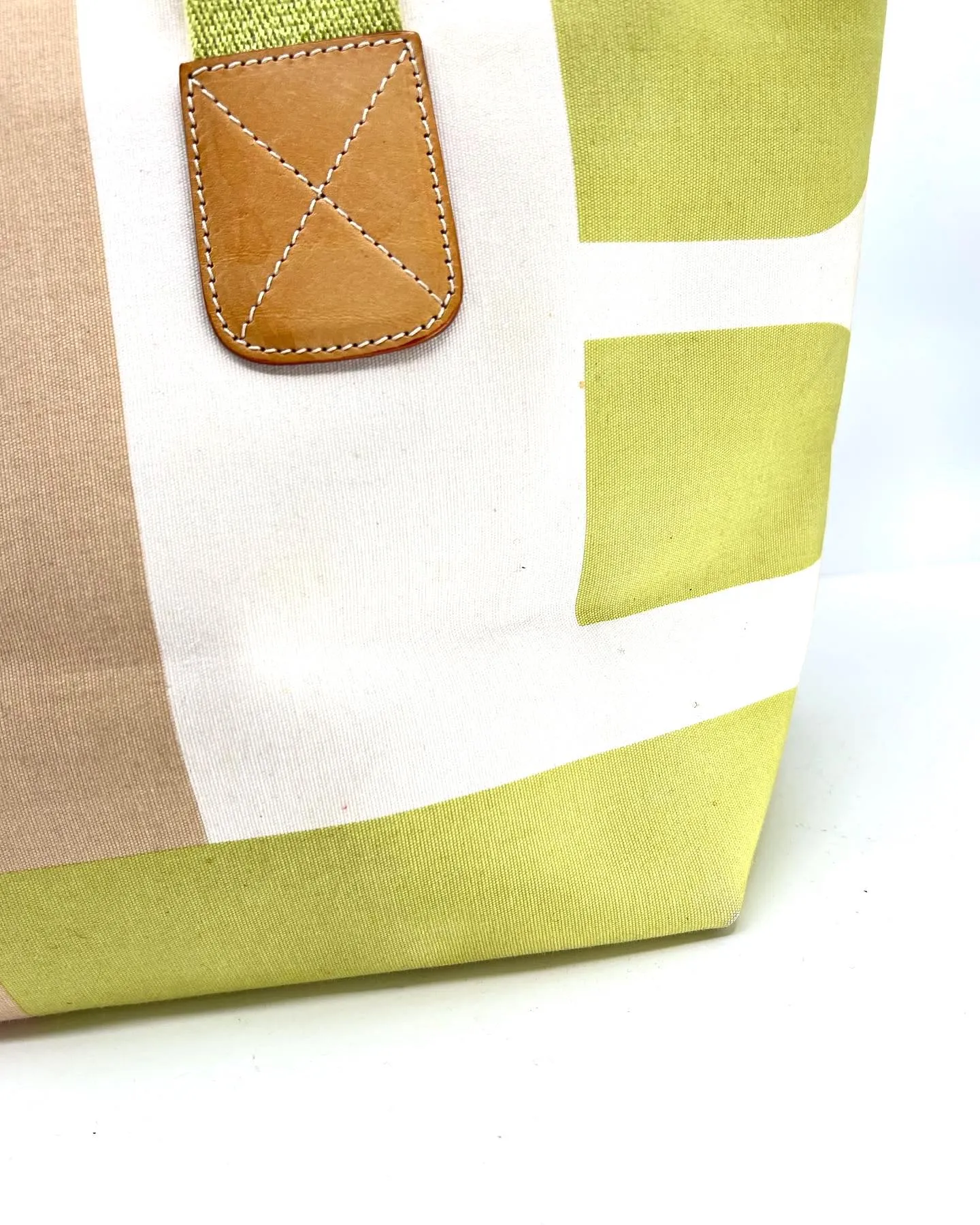BALLY CABANA CANVAS LEATHER TOTE BAG