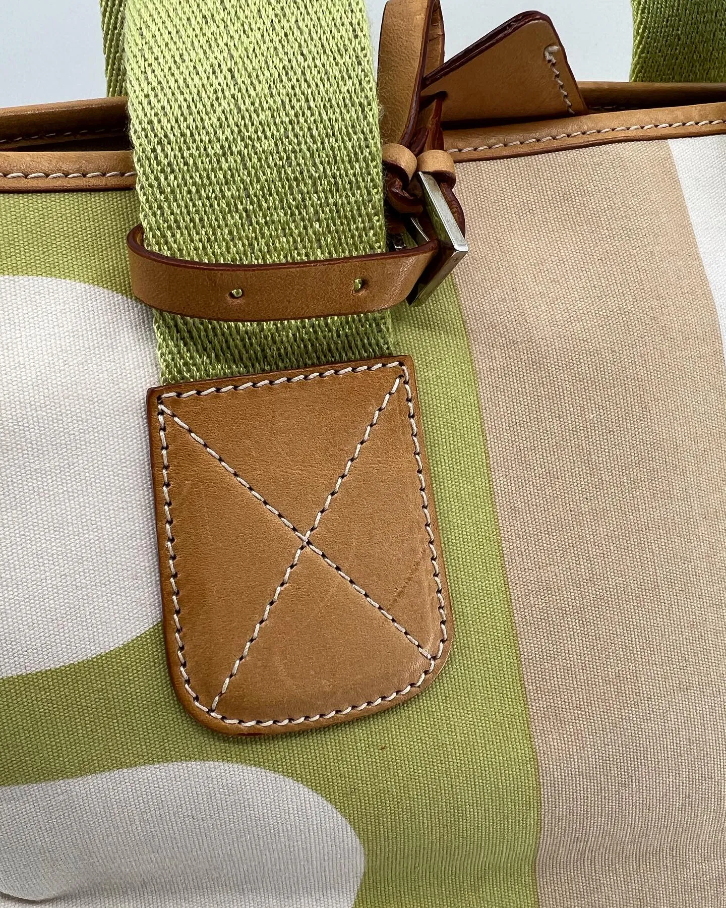 BALLY CABANA CANVAS LEATHER TOTE BAG