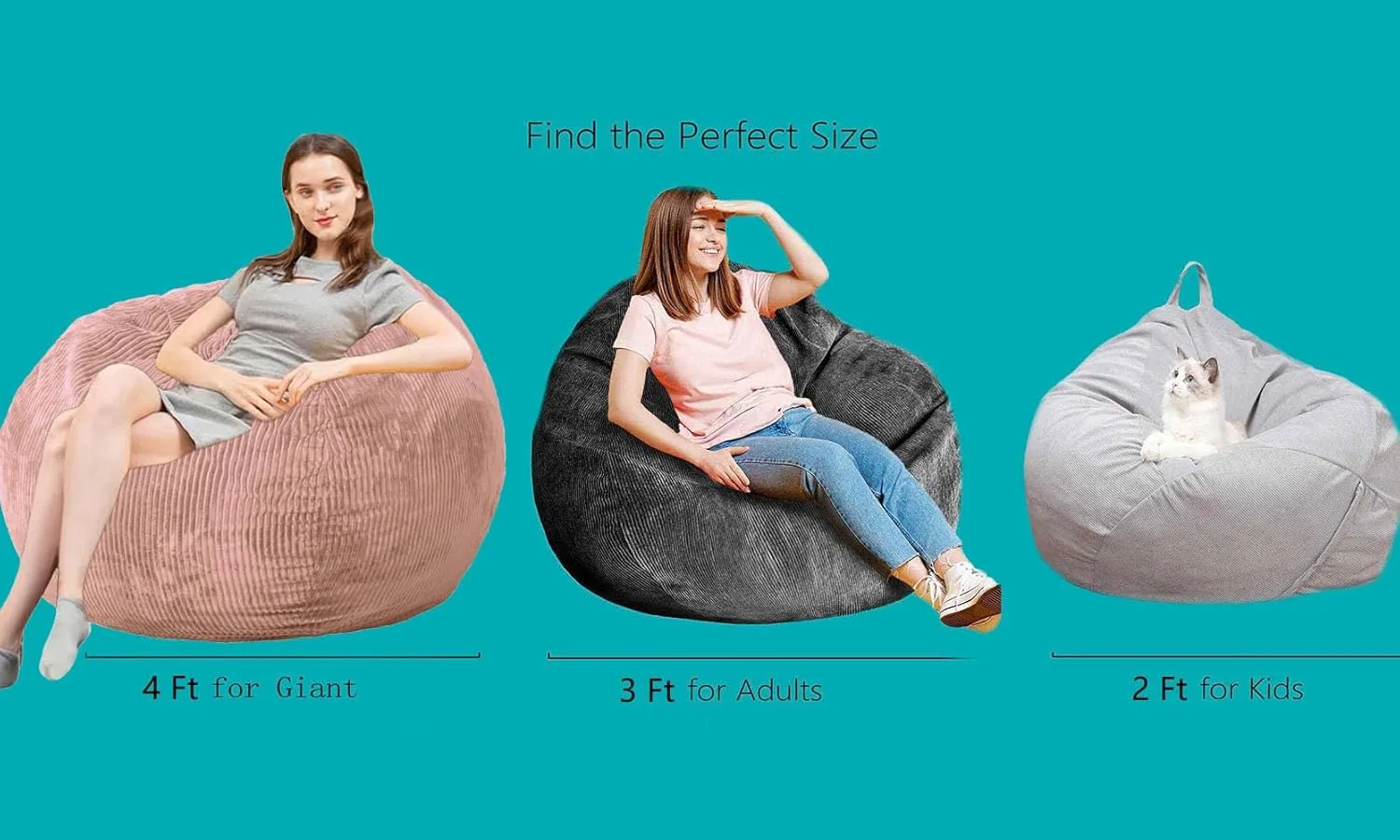 Bean Bag Chairs with Faux Rabbit Fur Cover, 4 ft Giant Memory Foam Bean Bag Chairs for Adults/Teens with Filling,Ultra Soft Faux Fur Fabric, Round Fluffy Sofa for Living Room Bedroom College Dorm