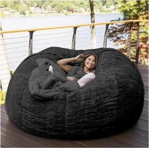 Bean Bag,Giant Fur Bean Bag Chair Cover for Adults Kids (Without Filling)Comfy Fluffy Giant Round Beanbag Lazy Sofa Cover for Reading Chair Floor Chair Lazy Sofa Bed Cover Soft Fluffy Faux BeanBag