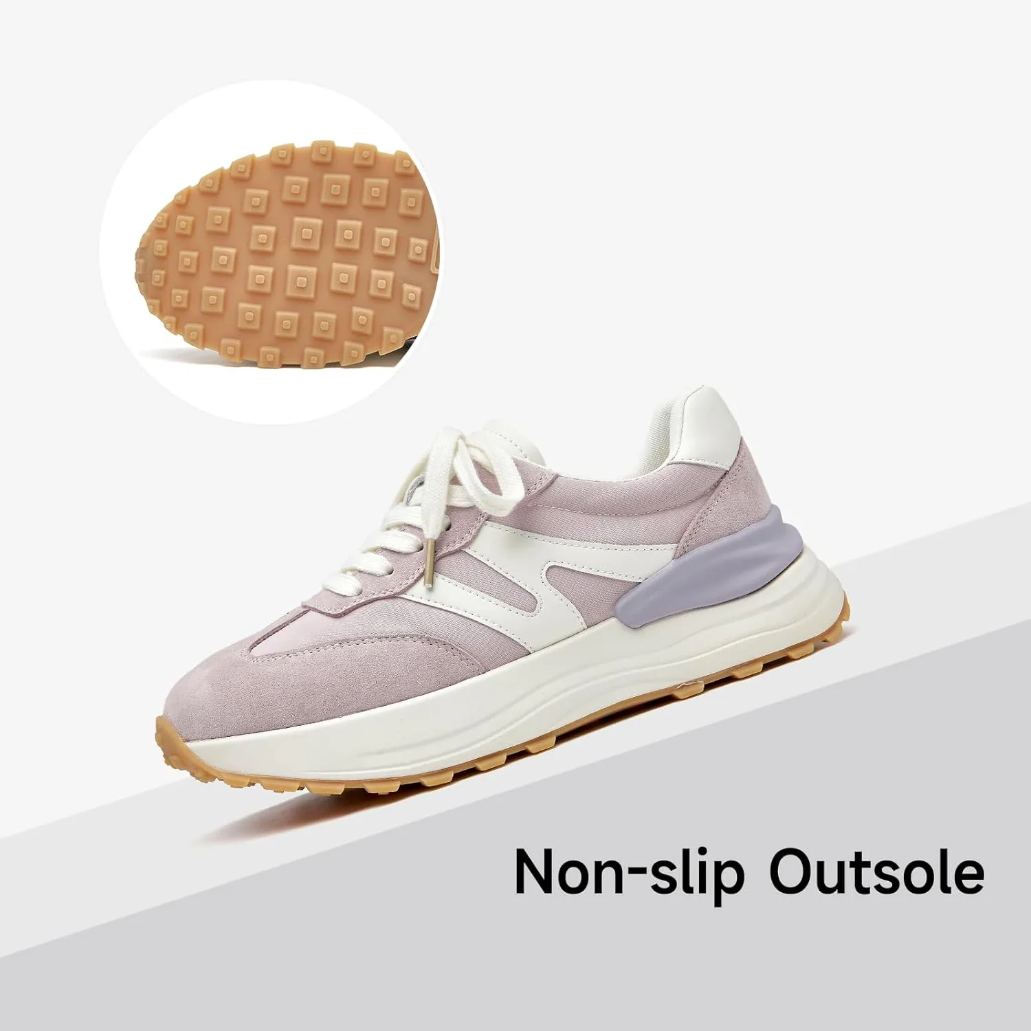 BEAU TODAY Sneakers for Women Genuine Leather Patchwork Casual Walking Shoes Retro Non-Slip Comfortable Lightweight Breathable Tennis Running Shoes