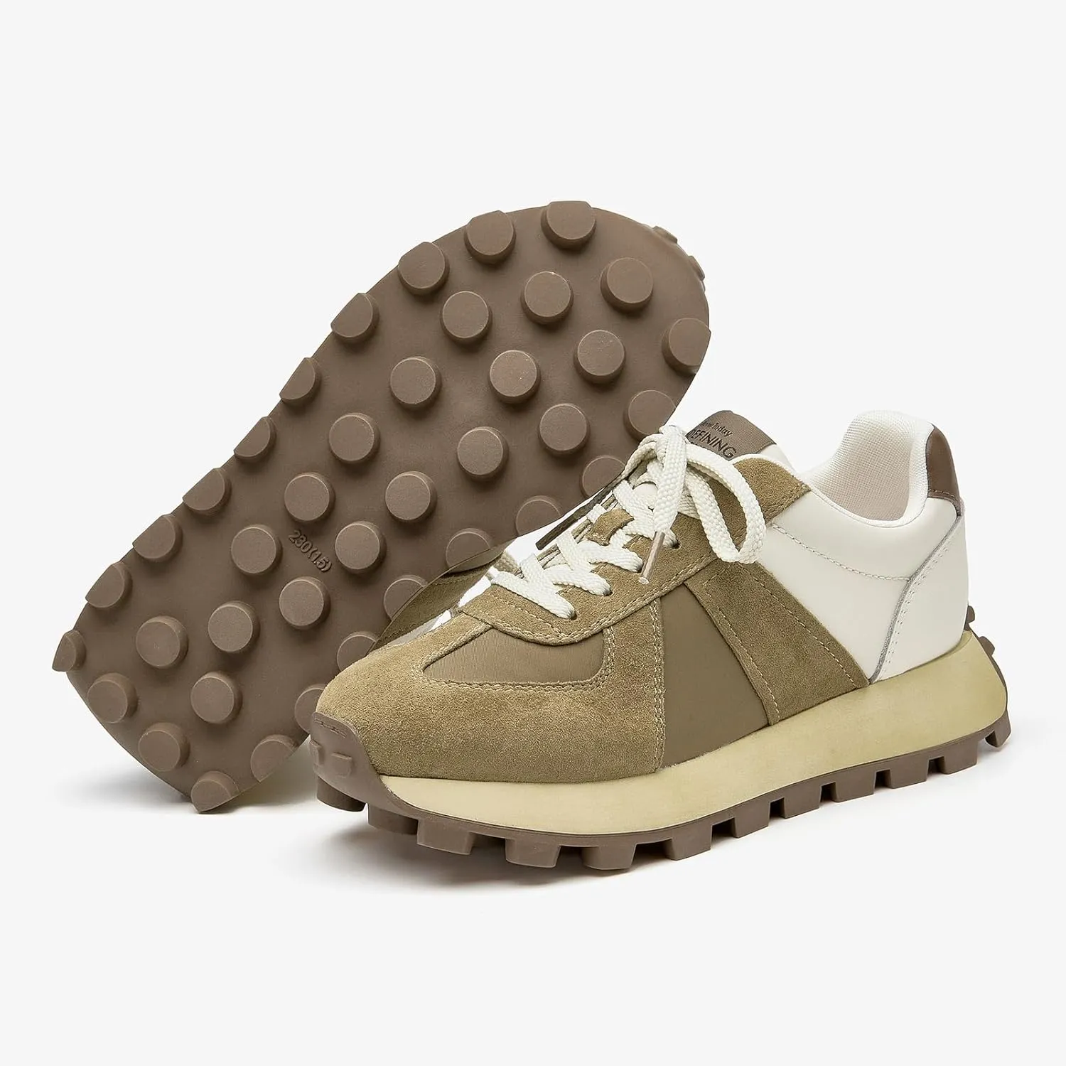 BEAU TODAY Sneakers for Women Genuine Leather Patchwork Casual Walking Shoes Retro Non-Slip Comfortable Lightweight Breathable Tennis Running Shoes