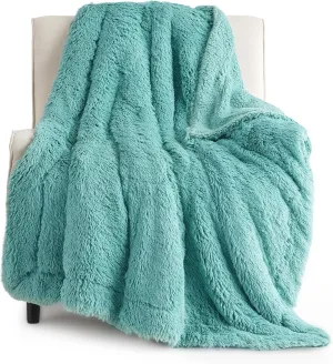 Bedsure Fluffy Green Throw Blanket Gifts for Women, Men, Soft Fleece Cozy Fuzzy Sherpa Plush Warm Minky Thick Faux Fur Throws for Couch, Bed, Green Decor Spring Blanket Gifts for Mom Dad, 50x60