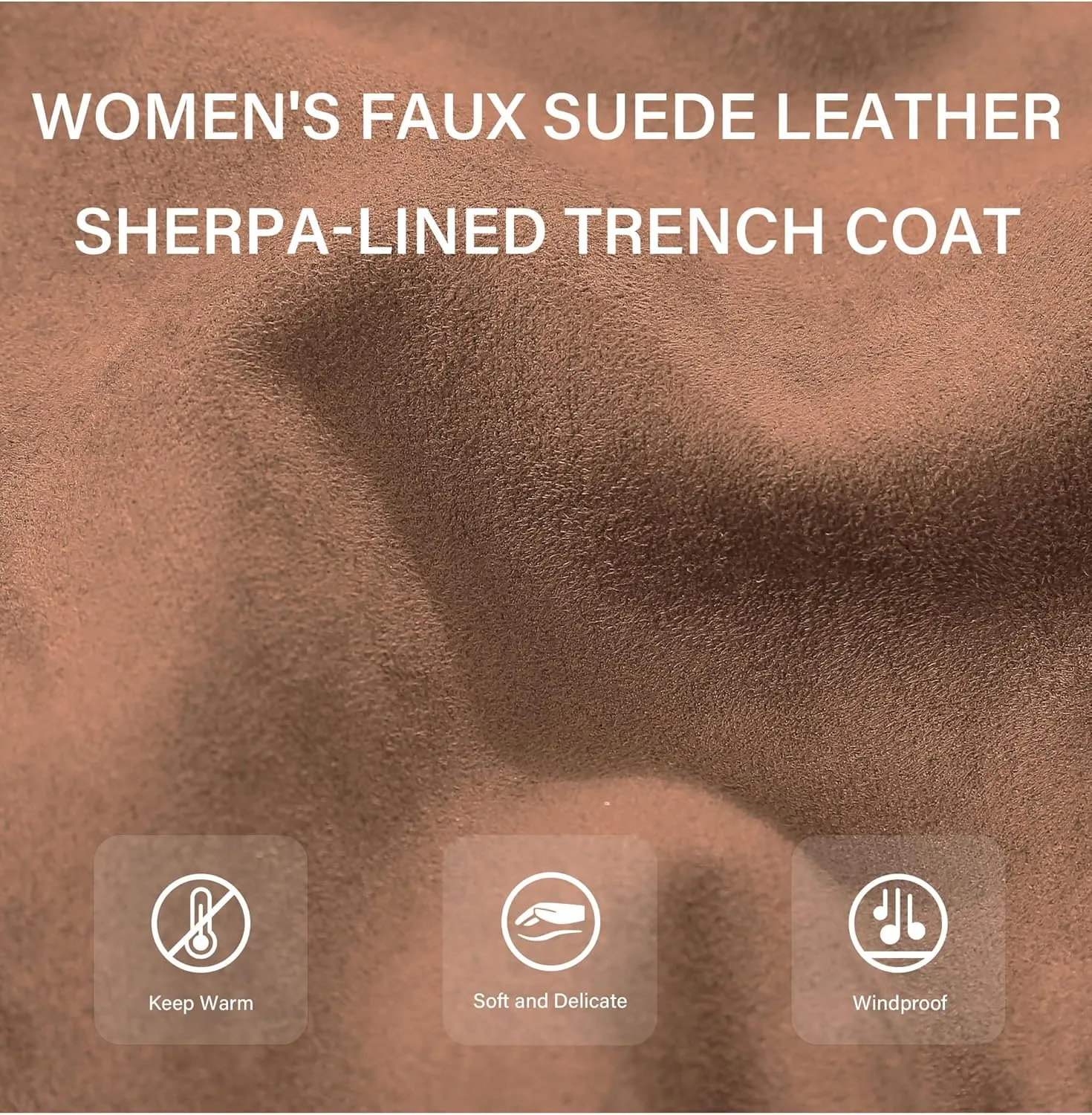 Bellivera Women Faux Leather Trench Coat Fleece-Lined Mid-length Jacket with Detachable Fur Collar