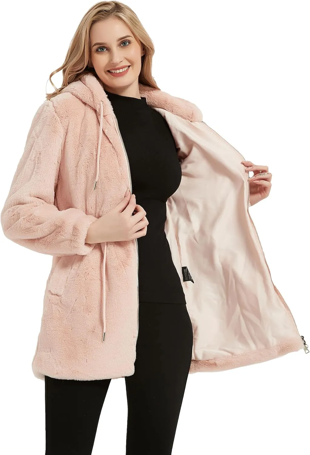 Bellivera Womens Leopard Print Fleece Coat, Spring and Winter Fashion Fuzzy Jacket Faux Fur Fluffy Cardigan Overcoat