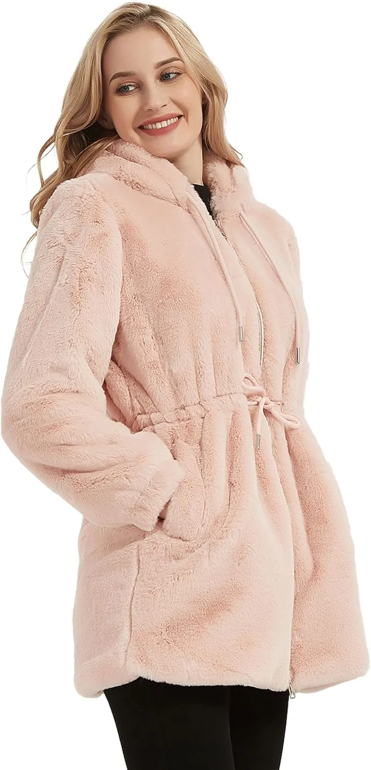 Bellivera Womens Leopard Print Fleece Coat, Spring and Winter Fashion Fuzzy Jacket Faux Fur Fluffy Cardigan Overcoat