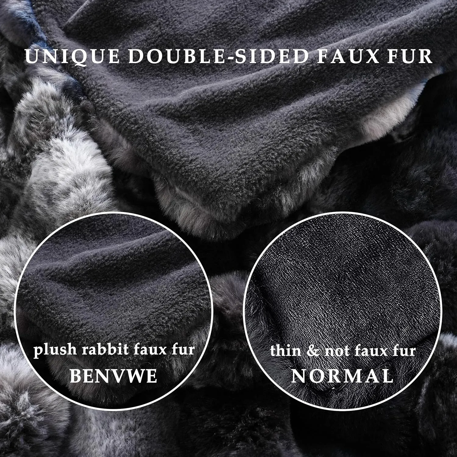 BENVWE Fluffy Faux Fur Throw Blanket for Couch, Soft Plush Thick Cozy Fuzzy Luxury Minky Bubble Blanket for Home Living Room Decor Gift for Women, Tie-dye Grey, 50" x 60", 1100GSM