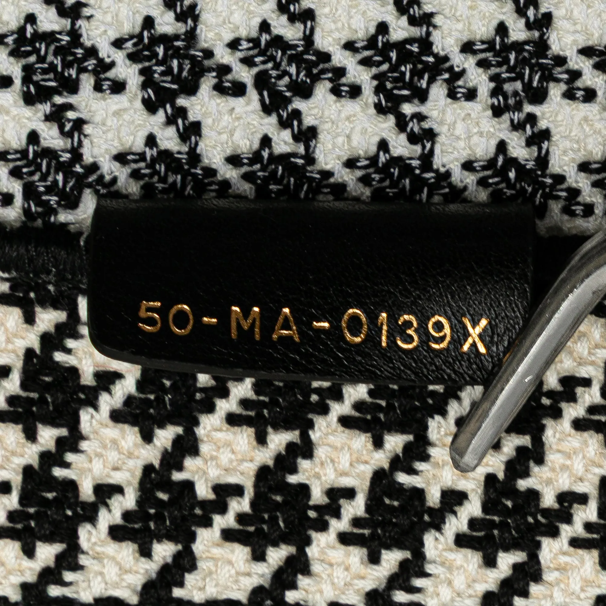 Black Dior Large Canvas Houndstooth Embroidered Book Tote