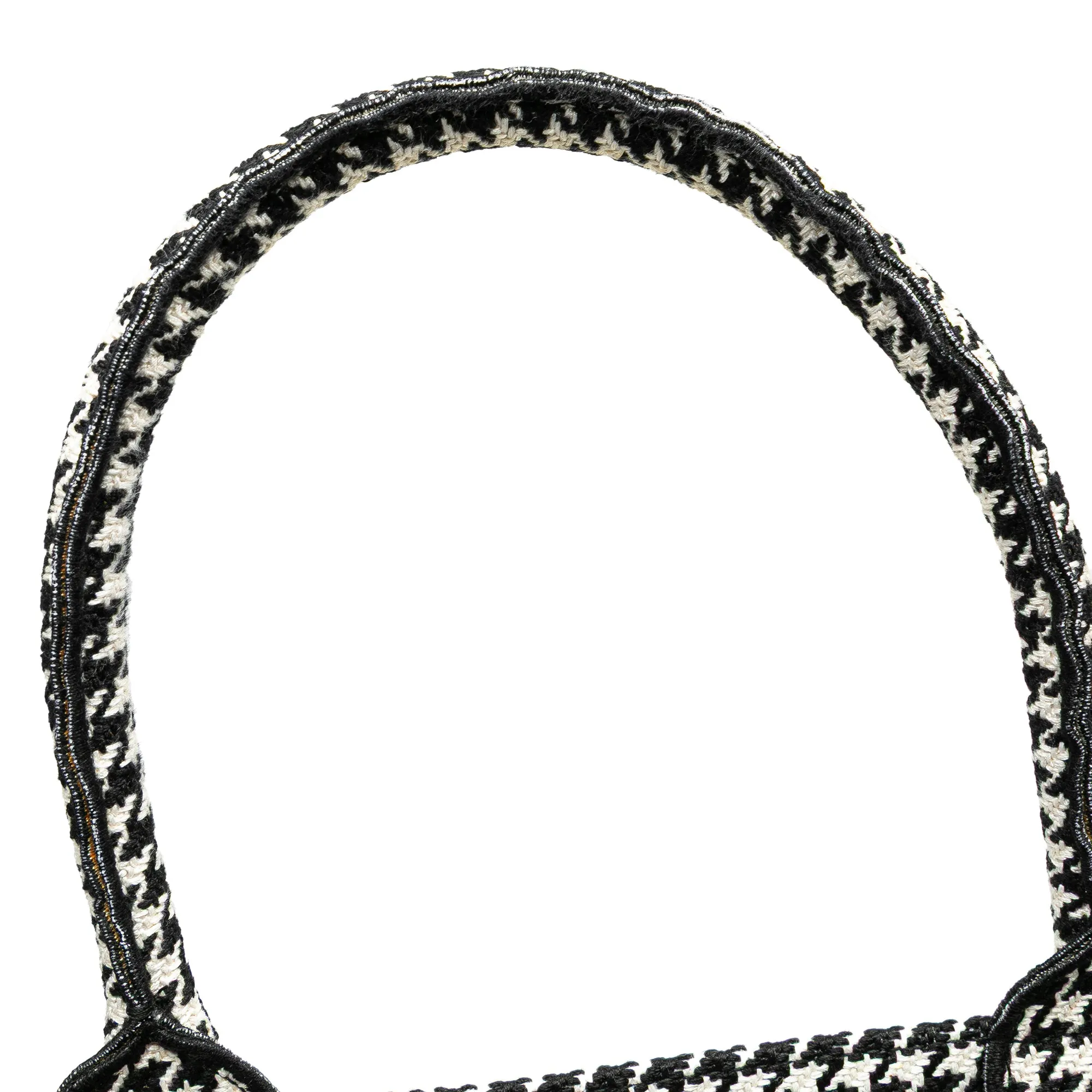 Black Dior Large Canvas Houndstooth Embroidered Book Tote