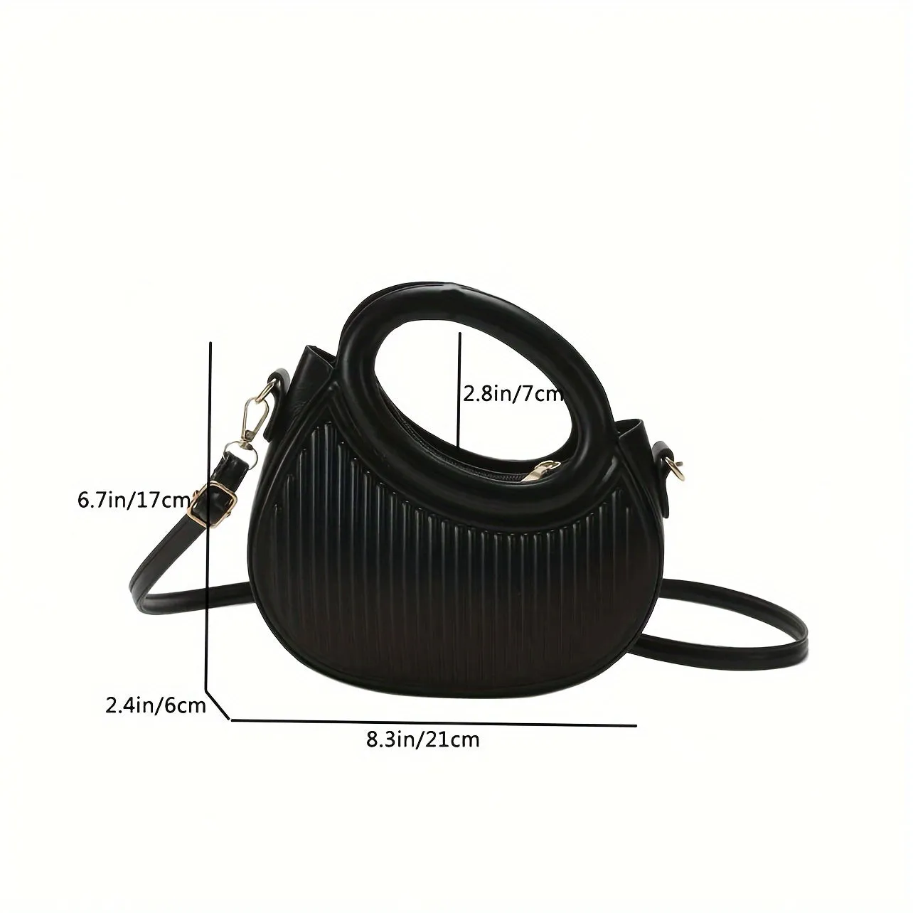 Black Striped Embossed Crossbody Bag