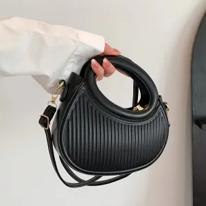 Black Striped Embossed Crossbody Bag