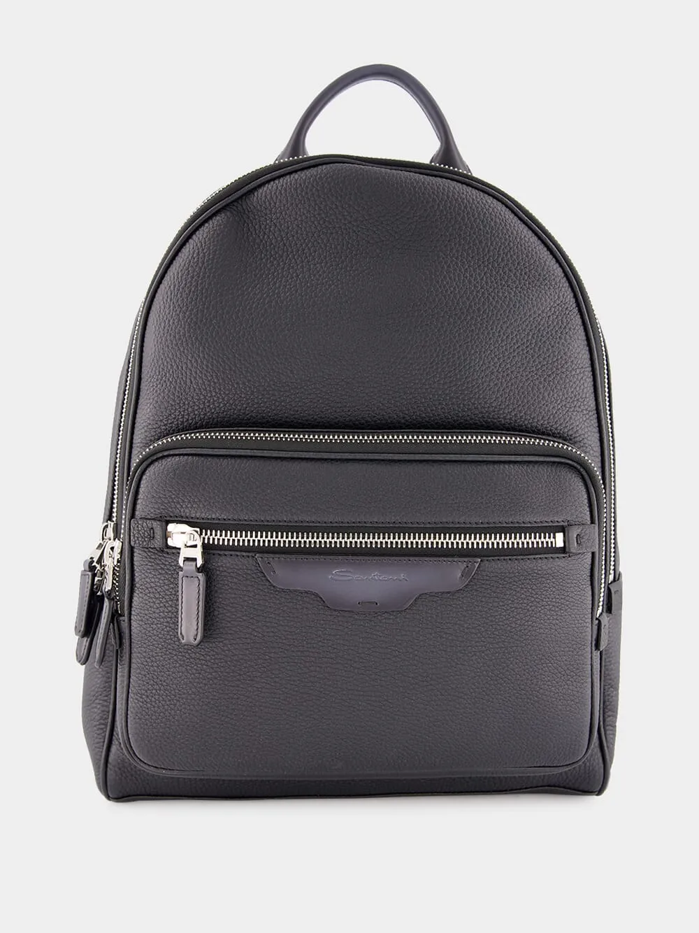 Black Tumbled Leather Backpack