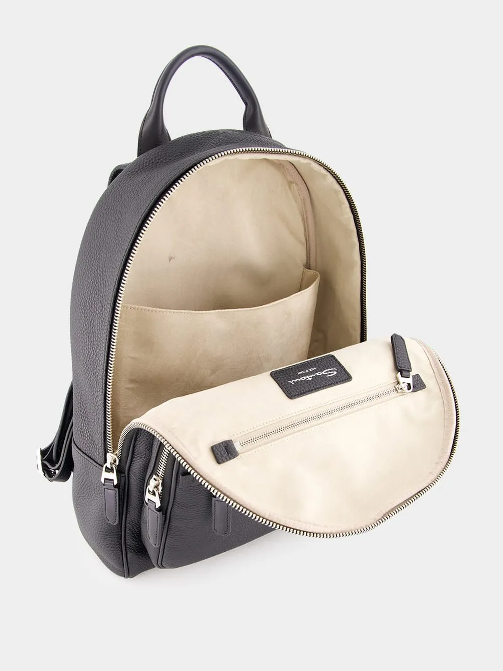 Black Tumbled Leather Backpack