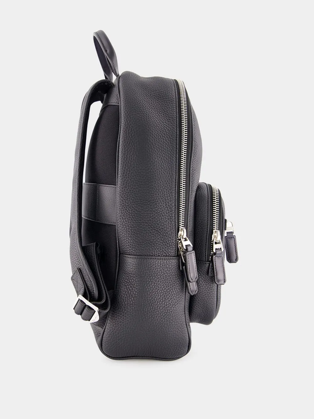 Black Tumbled Leather Backpack