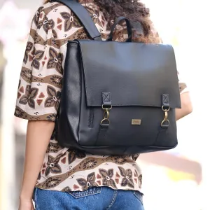 Black with Shiny Tetxture Large 'Jaffa' Backpack/Side Bag