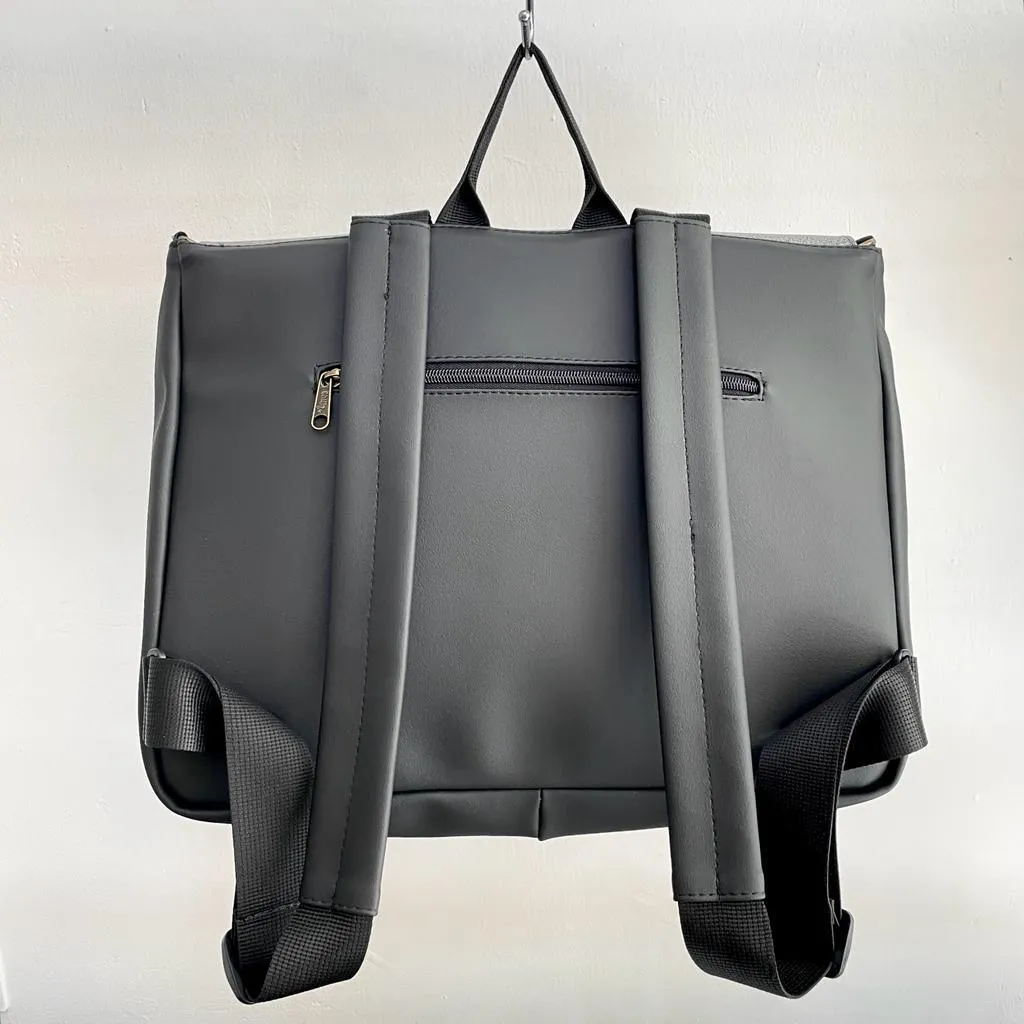 Black with Shiny Tetxture Large 'Jaffa' Backpack/Side Bag