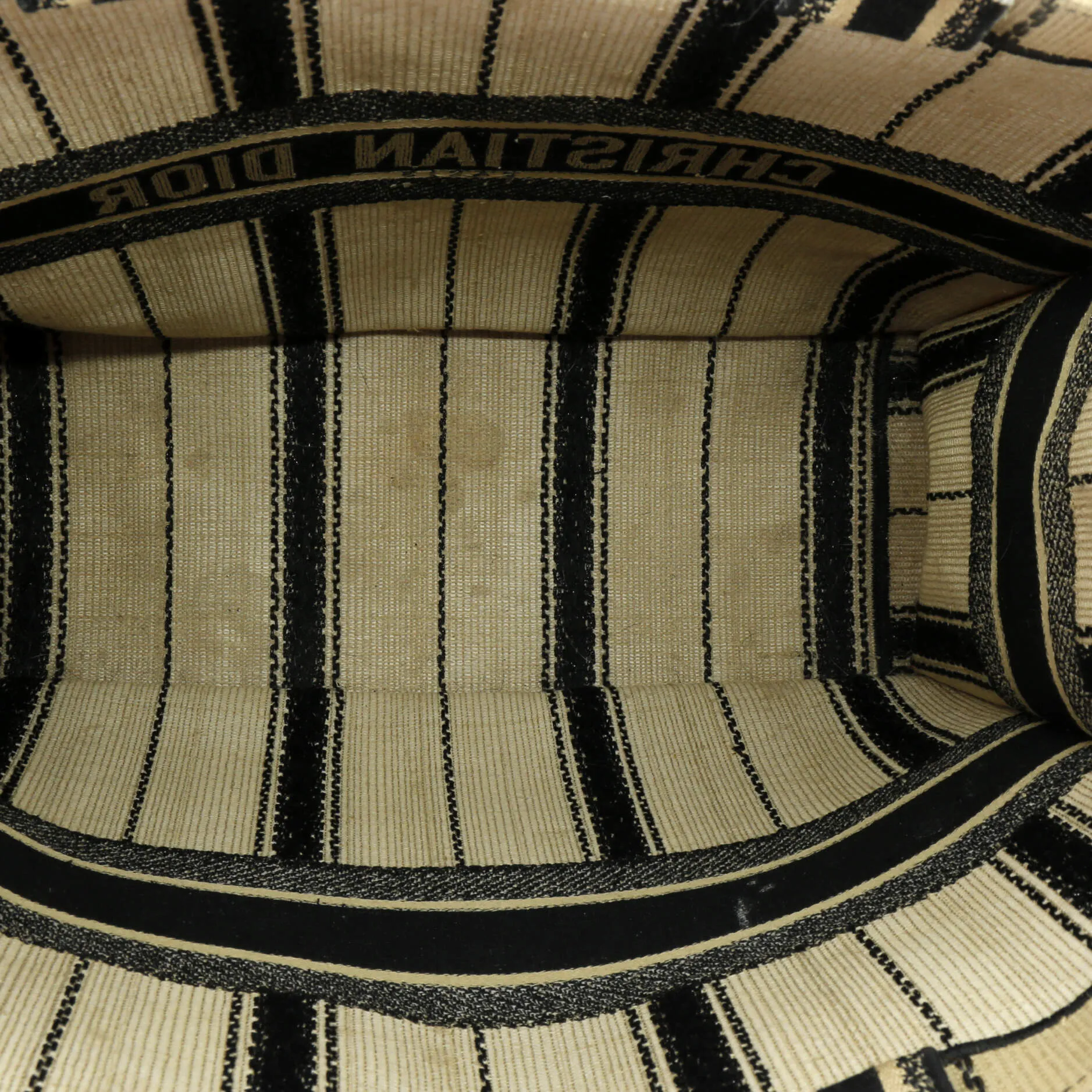 Book Tote Bayadere Stripe Embroidered Canvas Large