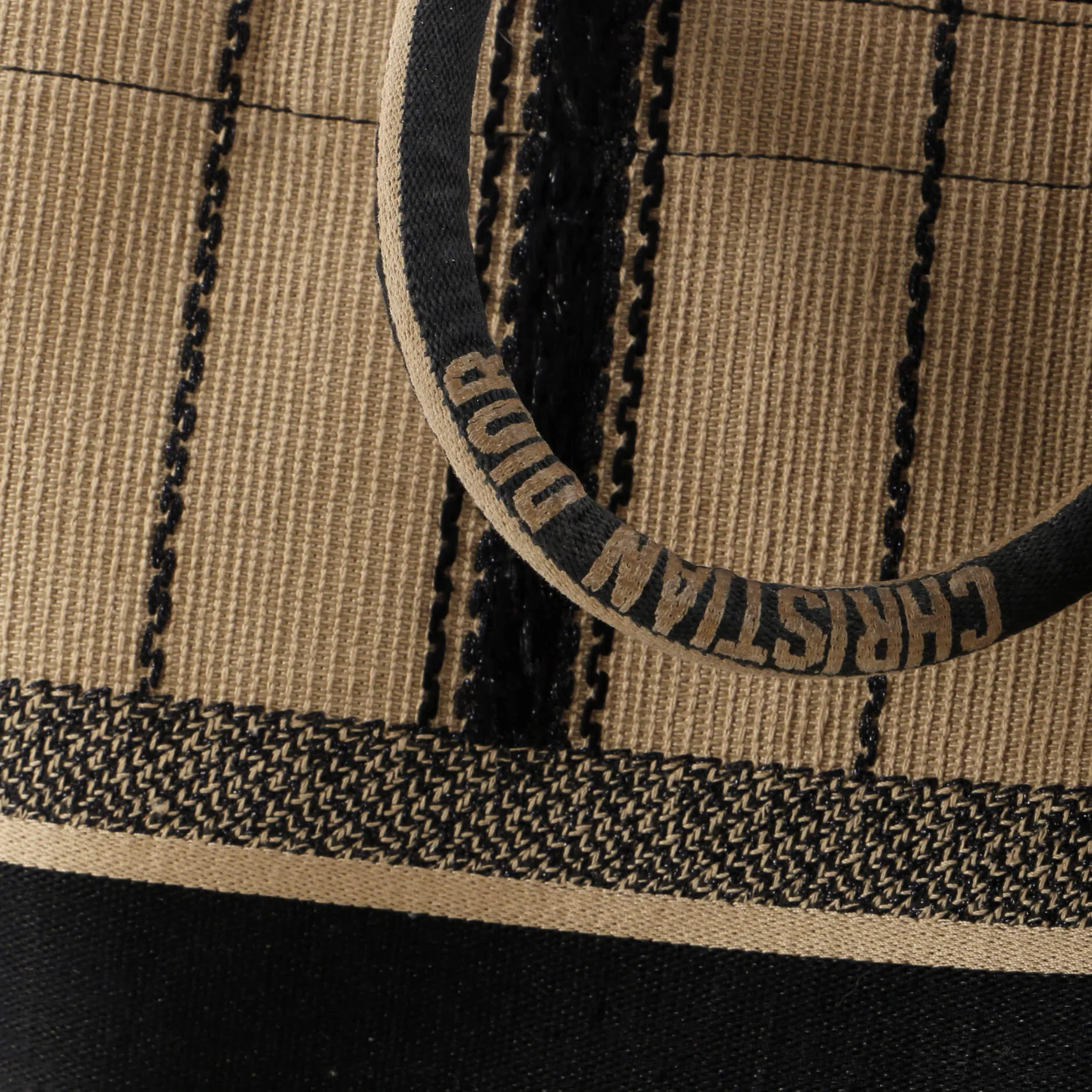Book Tote Bayadere Stripe Embroidered Canvas Large