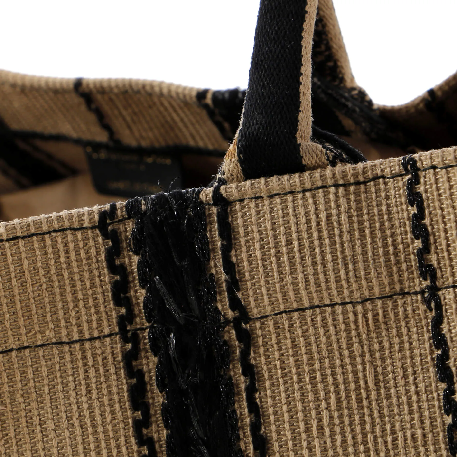 Book Tote Bayadere Stripe Embroidered Canvas Large
