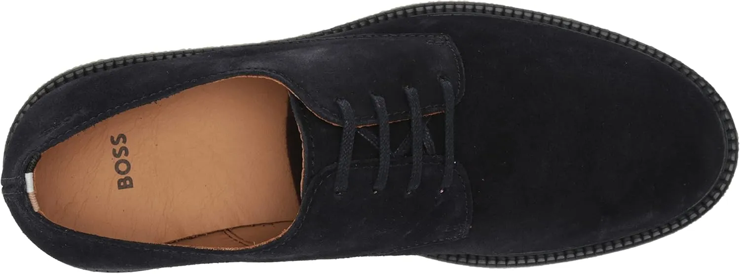 BOSS Men's Suede Lace Up Desert Boot with Embossed Logo Chukka