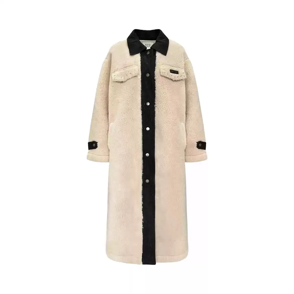 Boutique Black Pockets Denim Patchwork Faux Fur Coat Outwear Spring