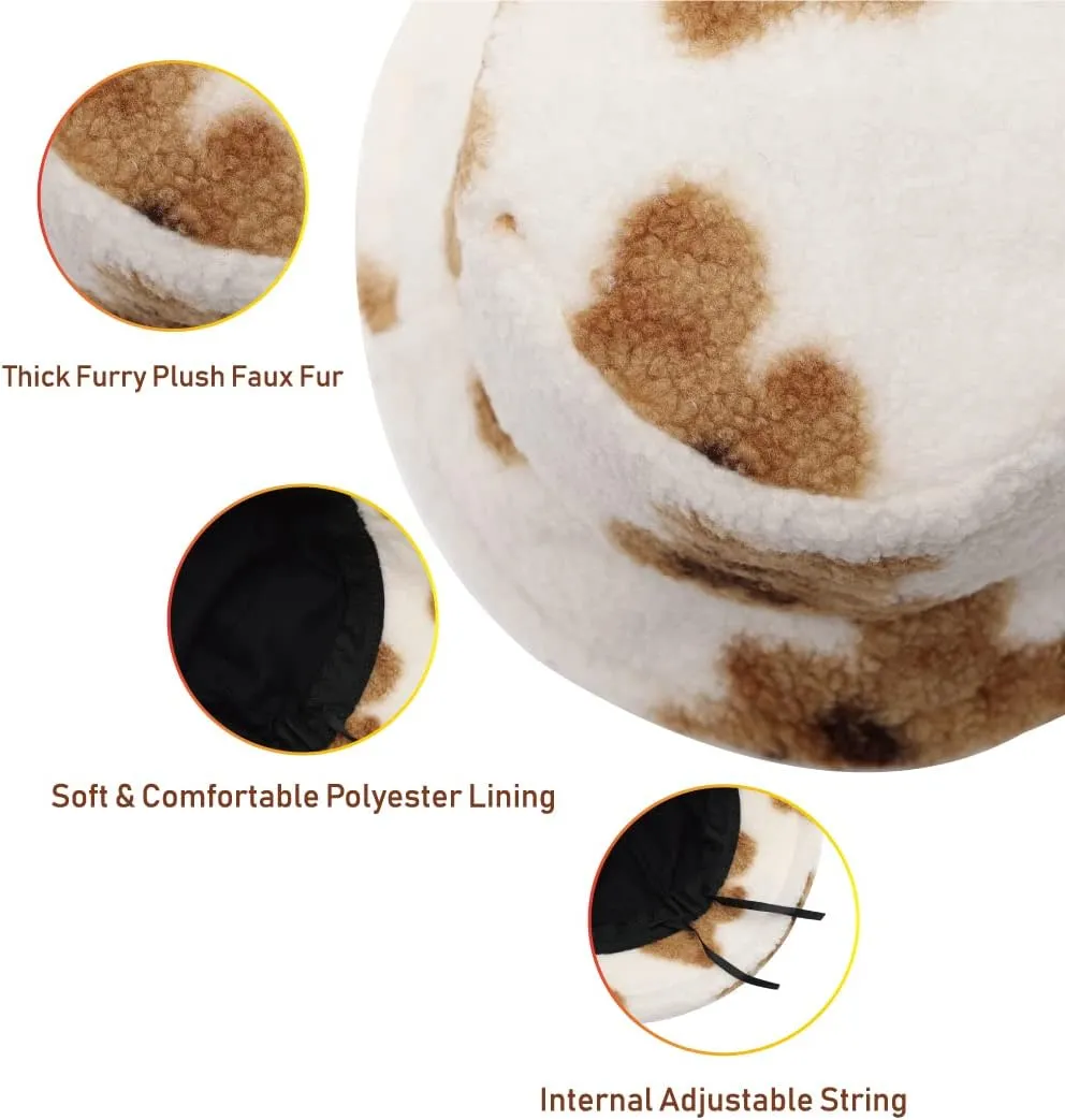 Bucket Hat Women Furry Fuzzy Bucket Hats for Ladies, Winter Warm Fluffy Plush Faux Fur Hat for Women