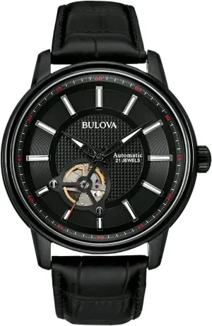 Bulova Men's 98A139 Automatic Analog Display Japanese Quartz Black Watch