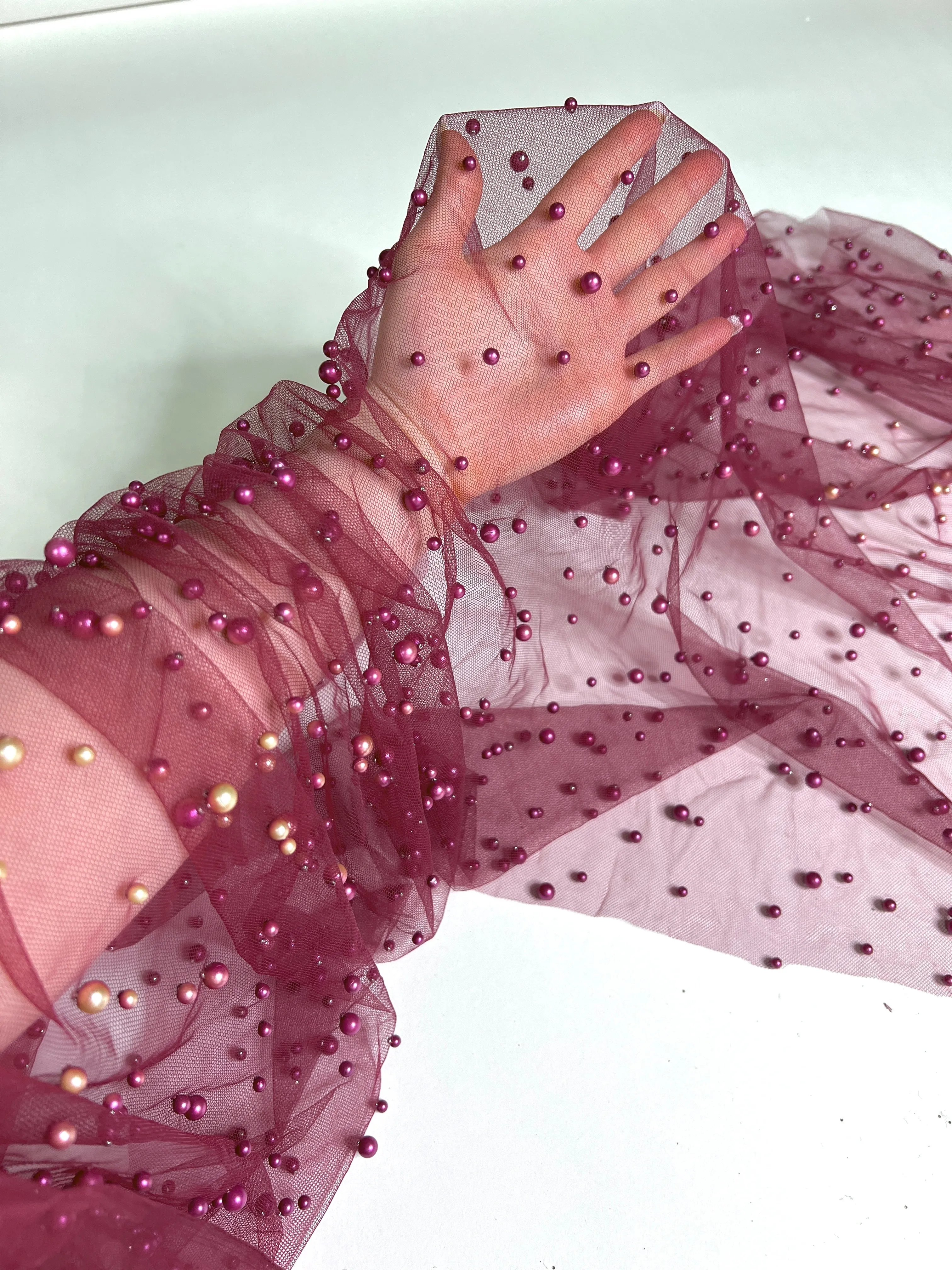 Burgundy Pearl Tulle