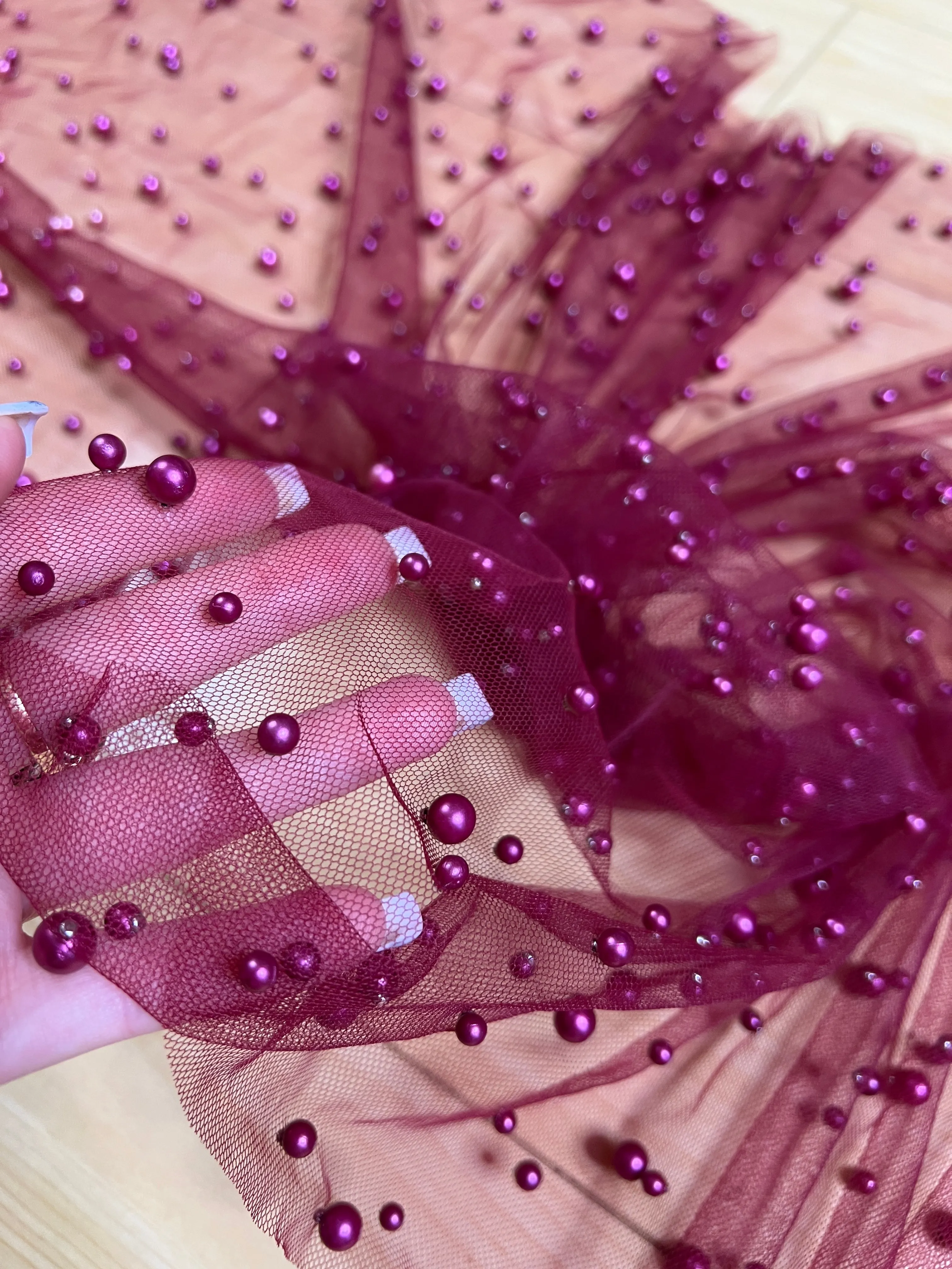 Burgundy Pearl Tulle