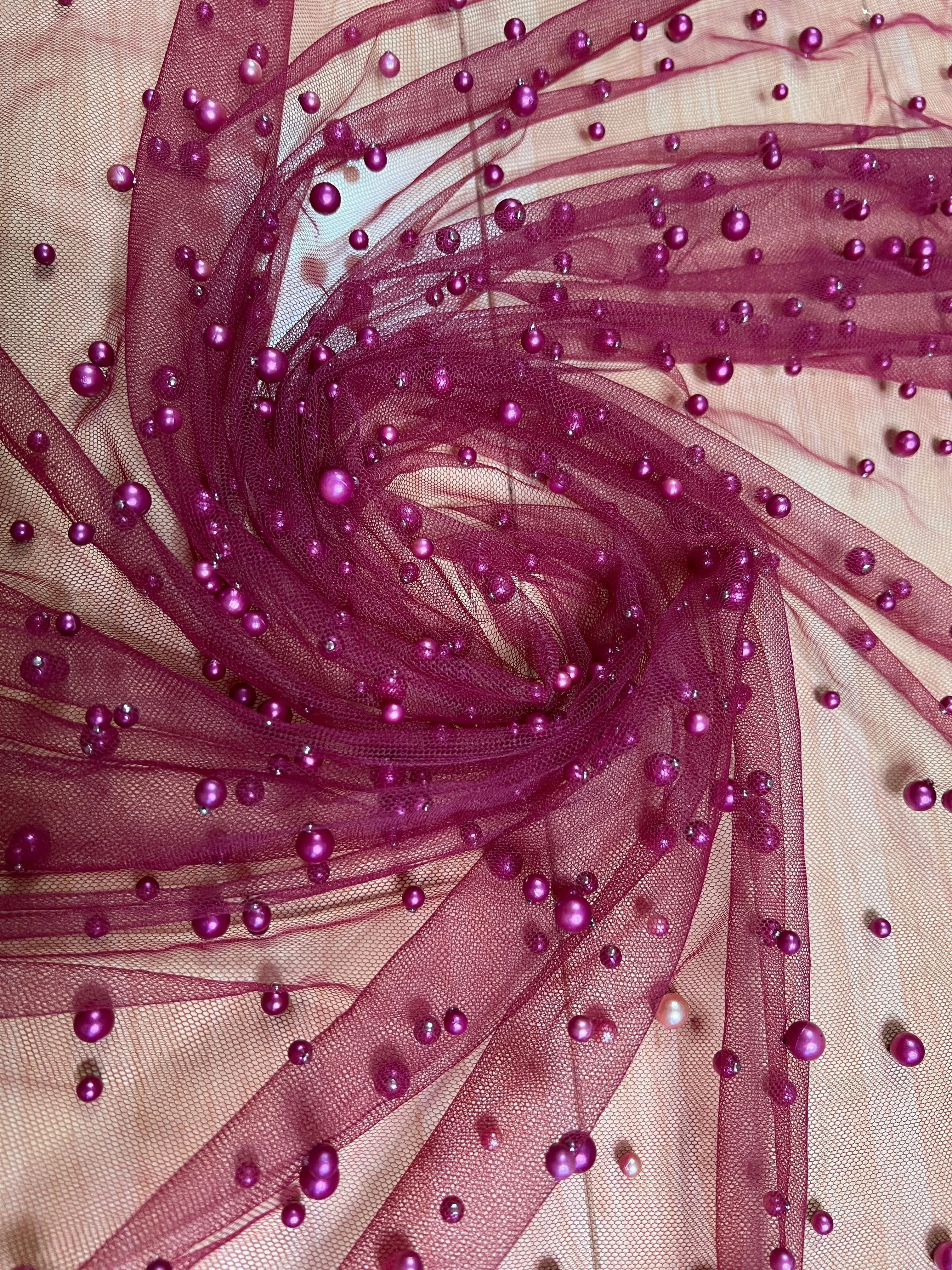 Burgundy Pearl Tulle