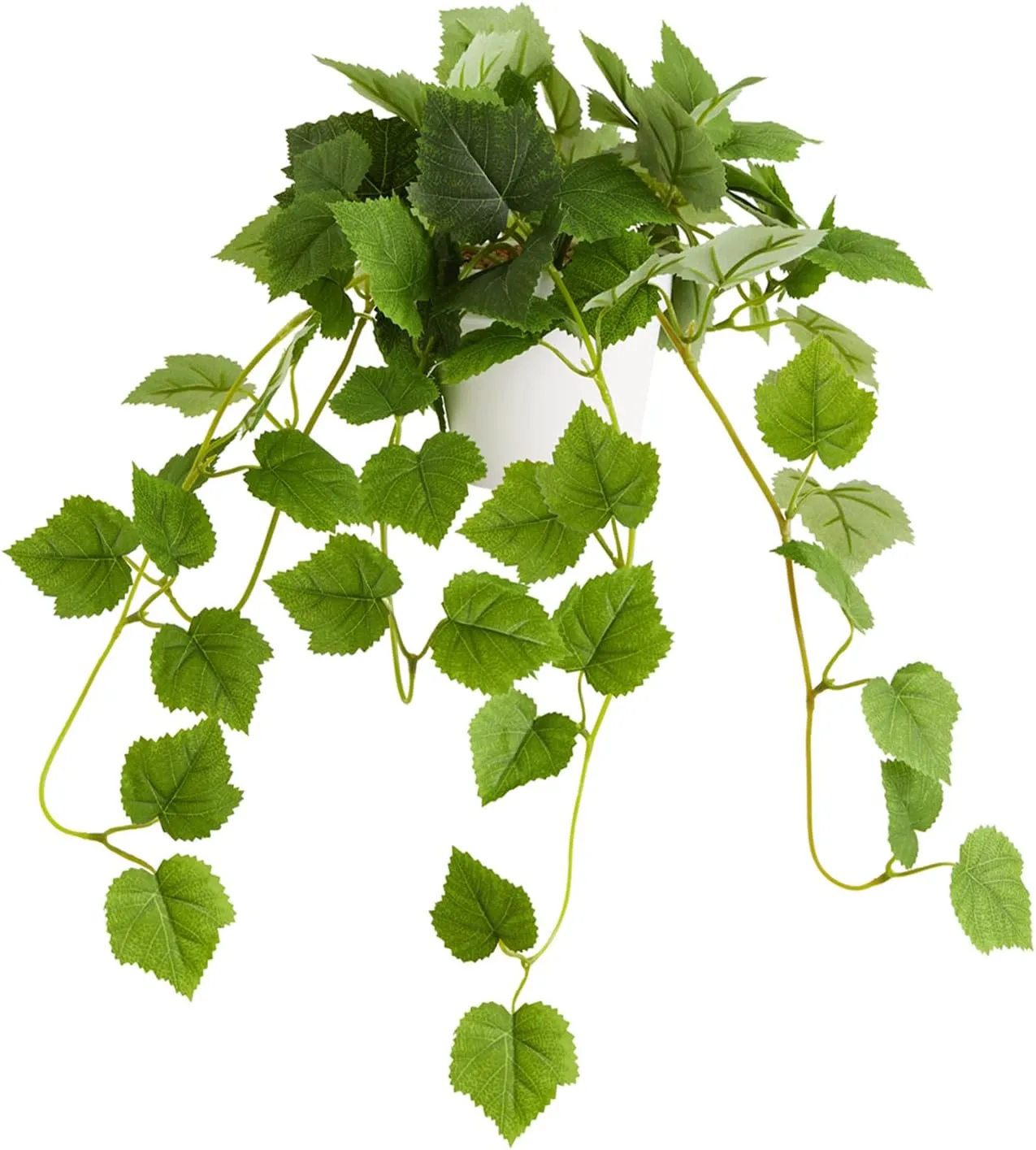 CADNLY Realistic Artificial Plants Indoor – Fake Ivy Faux Pothos Vine Artificial Silk Potted Plants Hanging Home Décor Green 1Pack