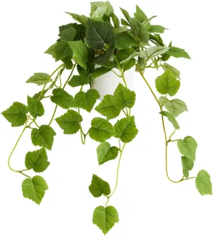 CADNLY Realistic Artificial Plants Indoor – Fake Ivy Faux Pothos Vine Artificial Silk Potted Plants Hanging Home Décor Green 1Pack
