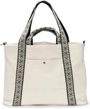 Canvas Tote Bag for Women Large Shoulder Bag Boho Top Handle Handbag Bag for Work Travel Beach Shopping 18L