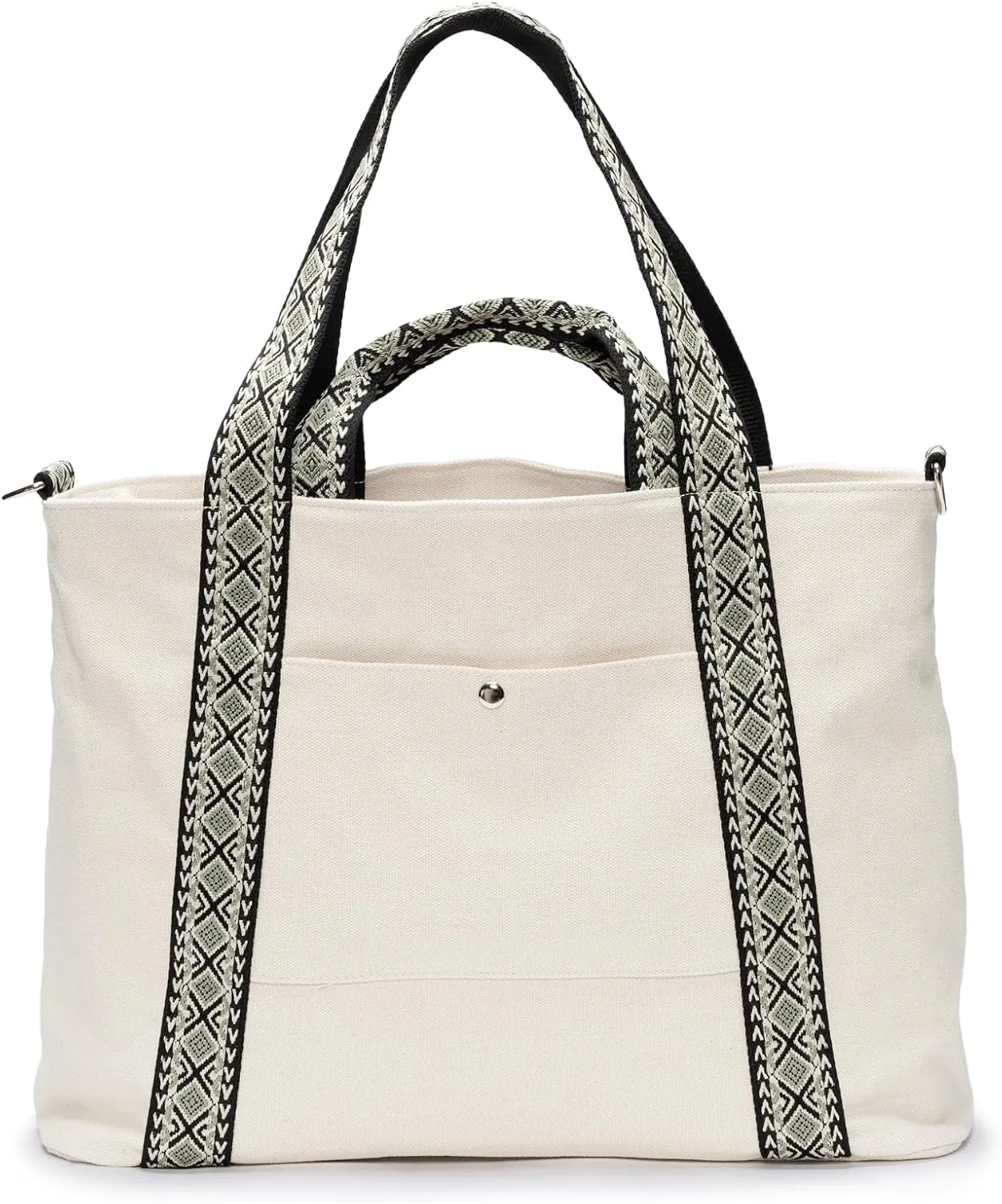 Canvas Tote Bag for Women Large Shoulder Bag Boho Top Handle Handbag Bag for Work Travel Beach Shopping 18L