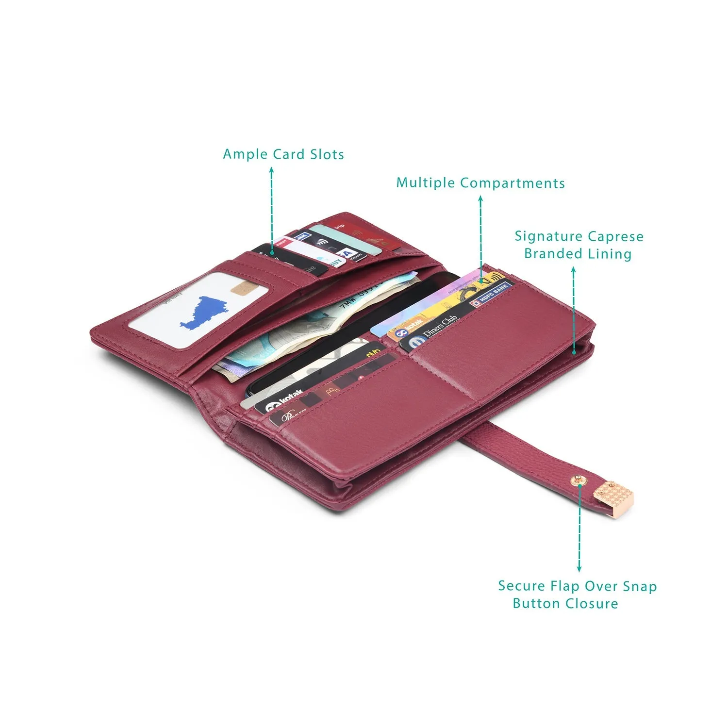 Caprese Stacy Medium Deep Red Wallet