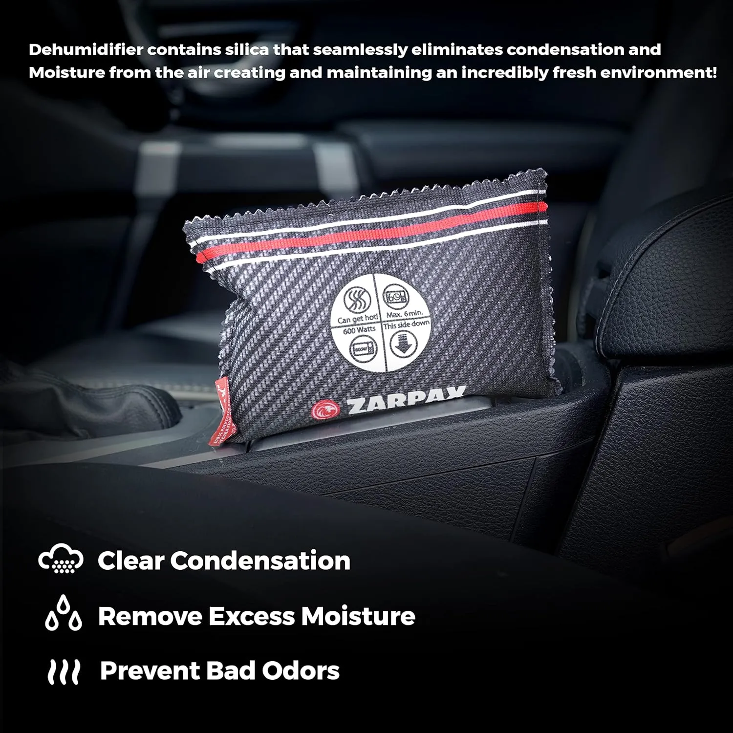 Car Dehumidifier Bag 2 pack | Absorbs Moisture, Damp, & Condensation on Windscreens & Car Interior | 100% Leakproof | Reusable Dehumidifier | Dashboard Dehumidifier & Car Condensation Remover