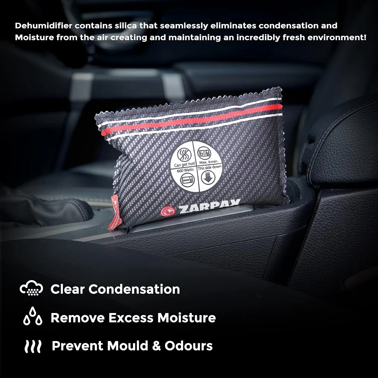 Car Dehumidifier Bag 4 pack | Absorbs Moisture, Damp, & Condensation on Windscreens & Car Interior | 100% Leakproof | Reusable Dehumidifier | Dashboard Dehumidifier & Car Condensation Remover