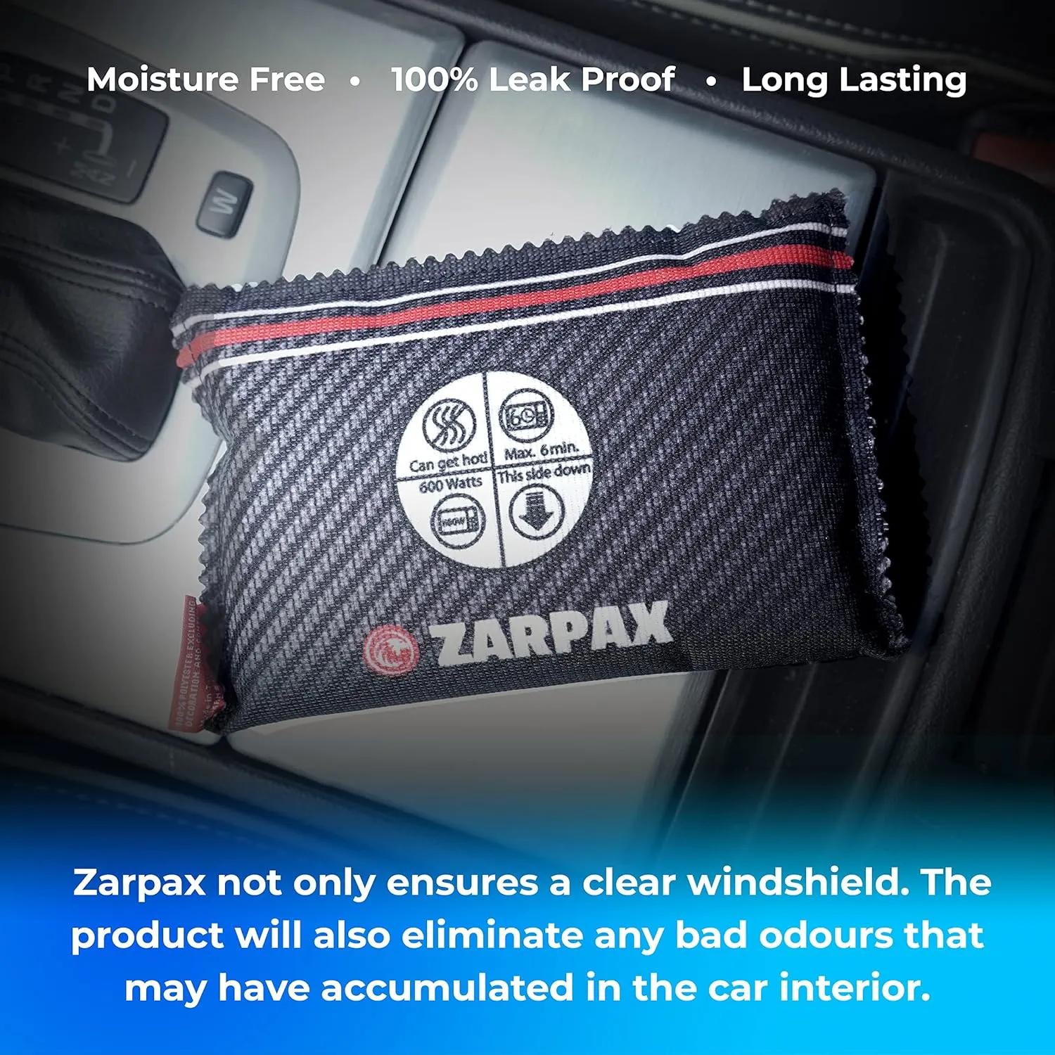 Car Dehumidifier Bag 4 pack | Absorbs Moisture, Damp, & Condensation on Windscreens & Car Interior | 100% Leakproof | Reusable Dehumidifier | Dashboard Dehumidifier & Car Condensation Remover